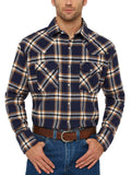 Men's Ely Cattleman Long Sleeve Brawny Flannel Western Snap Shirt- Navy - Ely Cattleman - Flyclothing LLC