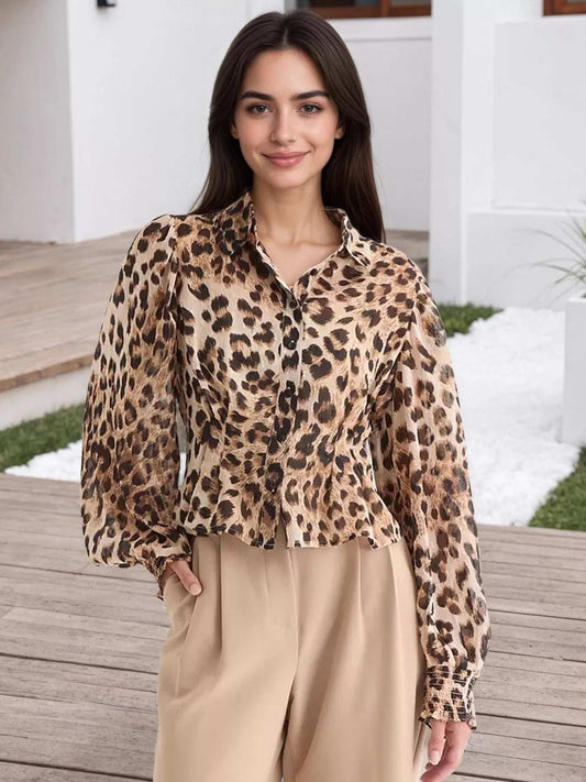 Leopard Button Up Shirt - Trendsi - Flyclothing LLC