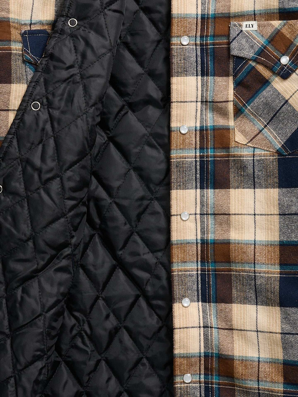 Men's Ely Cattleman Long Sleeve Quilted Flannel- Natural - Ely Cattleman - Flyclothing LLC
