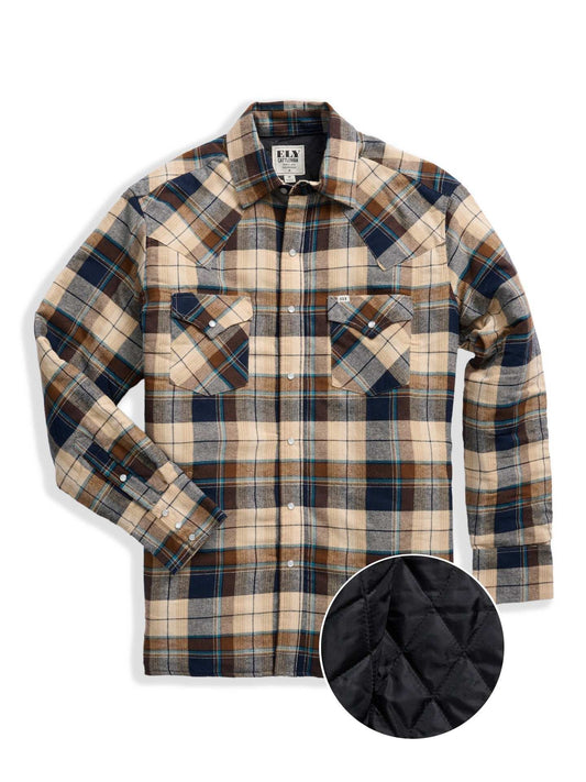 Men's Ely Cattleman Long Sleeve Quilted Flannel- Natural - Ely Cattleman - Flyclothing LLC