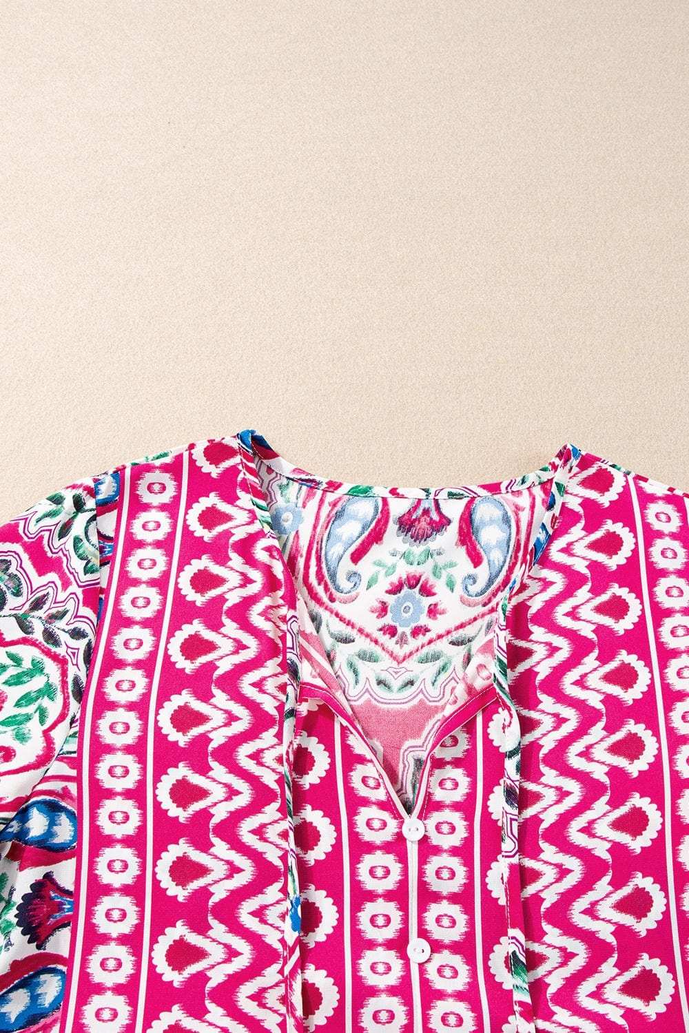 Printed Tie Neck Short Sleeve Dress - Trendsi - Flyclothing LLC