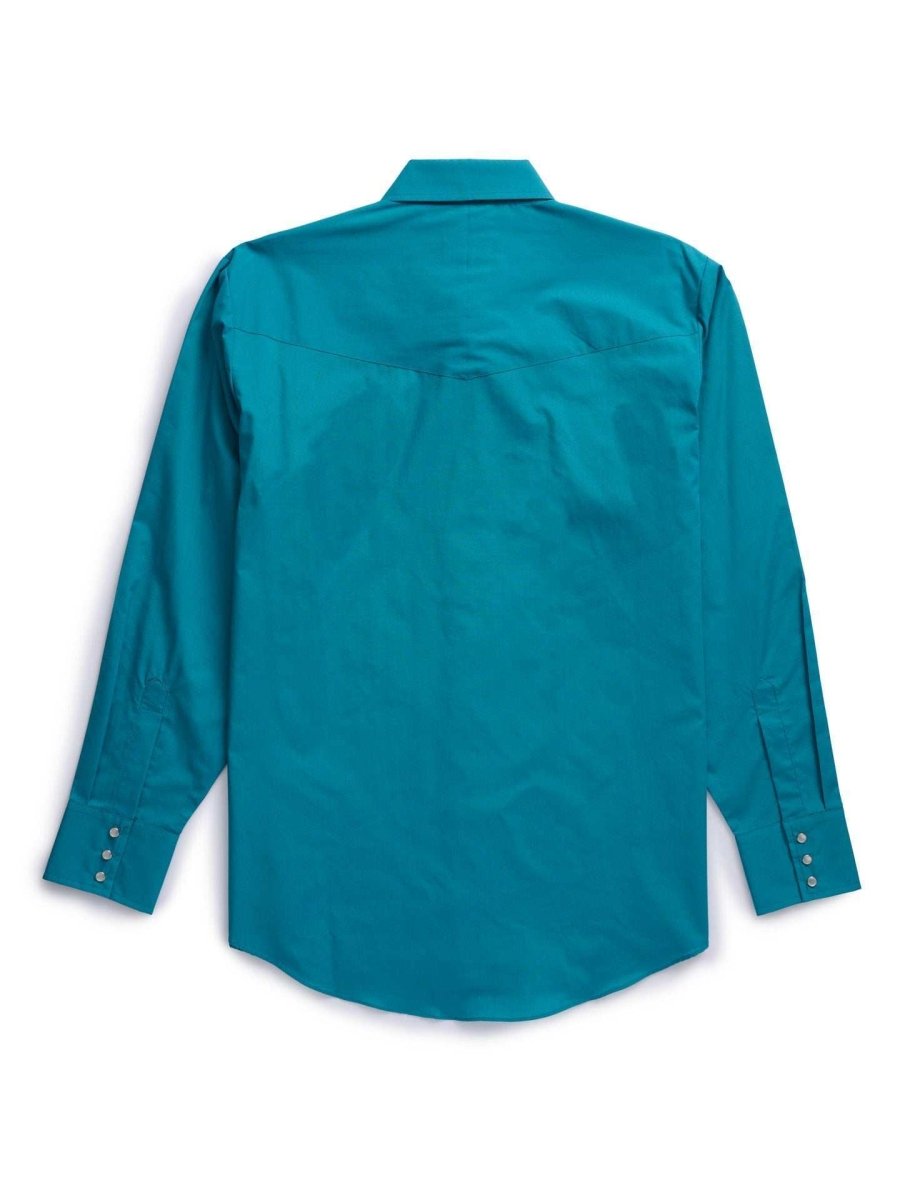 Men's Ely Cattleman Long Sleeve Solid Teal Western Shirt - Ely Cattleman - Flyclothing LLC