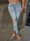 Distressed Skinny Jeans - Trendsi - Flyclothing LLC