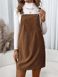 Corduroy Overall Mini Dress with Adjustable Straps - Trendsi - Flyclothing LLC