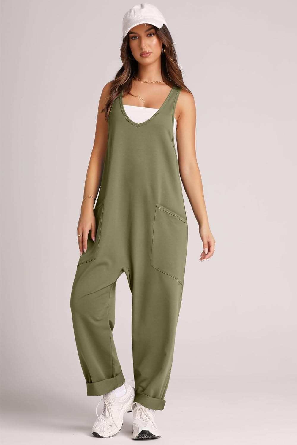 Wide Strap Jumpsuit with Pockets - Trendsi - Flyclothing LLC