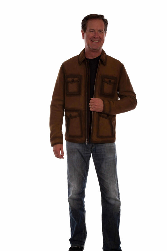 leatherwear mens olive 100% leather men's jacket - Scully Leather - Flyclothing LLC