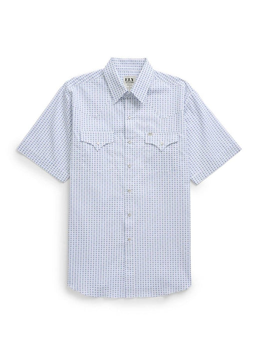 Men's Ely Cattleman Short Sleeve Geo Print Western Snap Shirt- Tan & White - Ely Cattleman - Flyclothing LLC