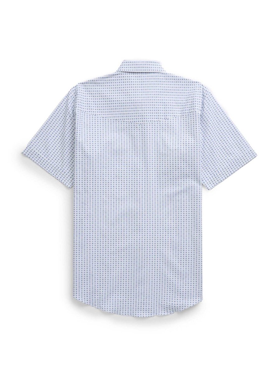 Men's Ely Cattleman Short Sleeve Geo Print Western Snap Shirt- Tan & White - Ely Cattleman - Flyclothing LLC