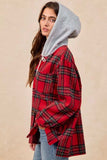 BiBi Brushed Plaid Hooded Jacket - Trendsi - Flyclothing LLC