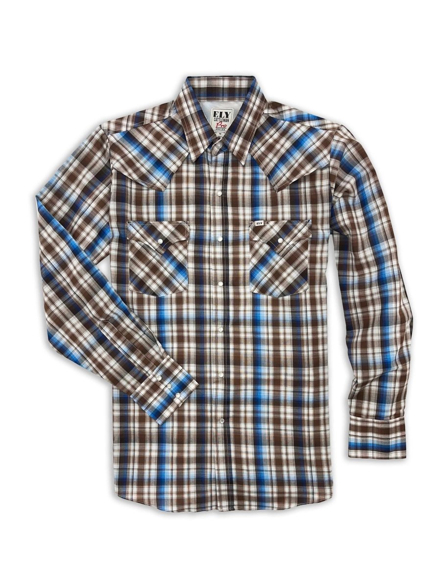 Men's Ely Cattleman Pro Long Sleeve Plaid Vented Western Shirt - Ely Cattleman - Flyclothing LLC