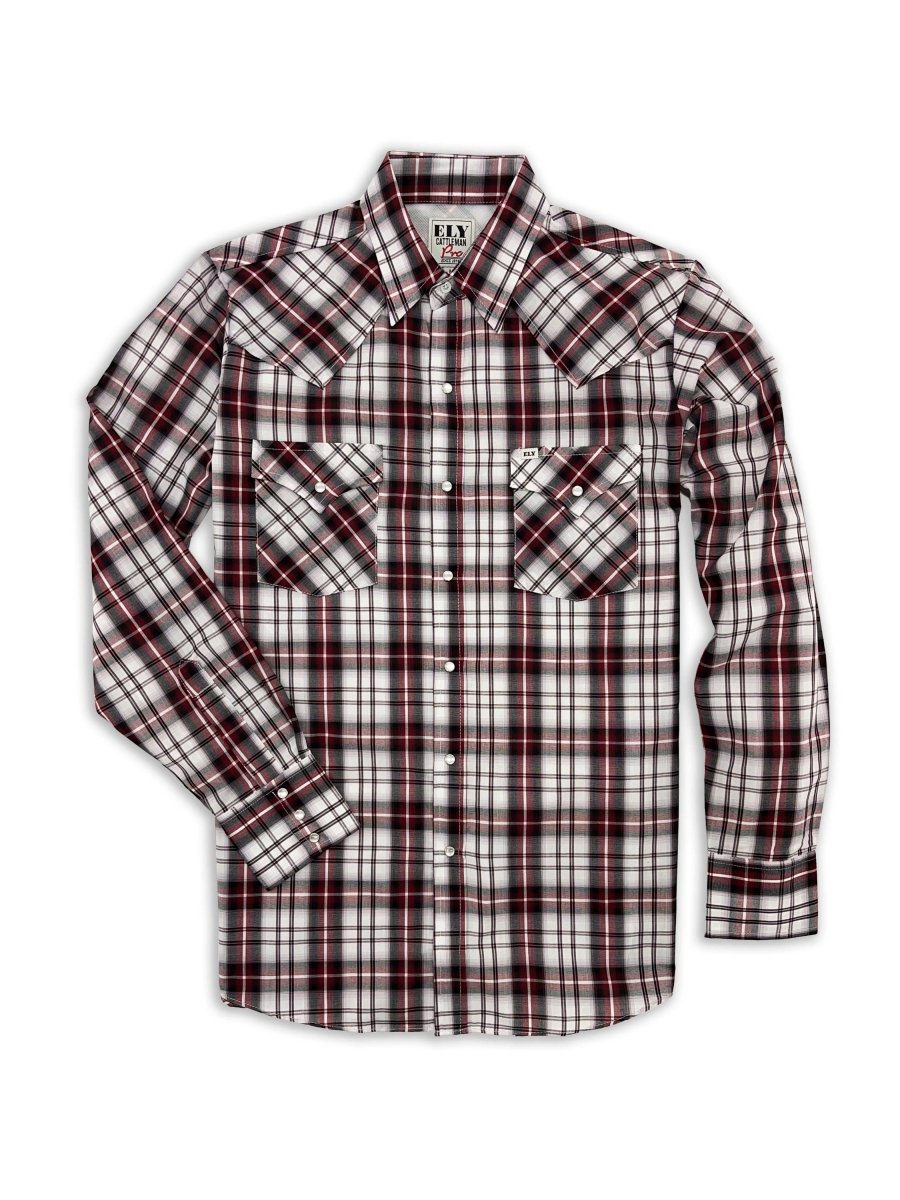 Men's Ely Cattleman Pro Long Sleeve Plaid Vented Western Shirt - Ely Cattleman - Flyclothing LLC