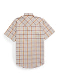 Men's Ely Cattleman Short Sleeve Plaid Western Snap Shirt- Light Blue & Rust - Ely Cattleman - Flyclothing LLC