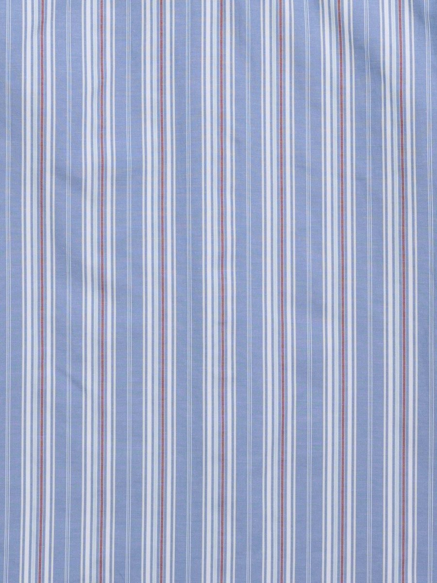 Men's Ely Cattleman Short Sleeve Stripe Western Snap Shirt- Rust & Chambray Blue - Ely Cattleman - Flyclothing LLC