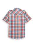 Men's Ely Cattleman Short Sleeve Plaid Western Snap Shirt- Melon & Navy - Ely Cattleman - Flyclothing LLC