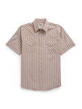 Men's Ely Cattleman Short Sleeve Stripe Western Snap Shirt- Blue & Tan - Ely Cattleman - Flyclothing LLC