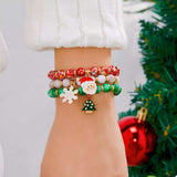 3 Piece Christmas Charm Beaded Bracelet - Trendsi - Flyclothing LLC