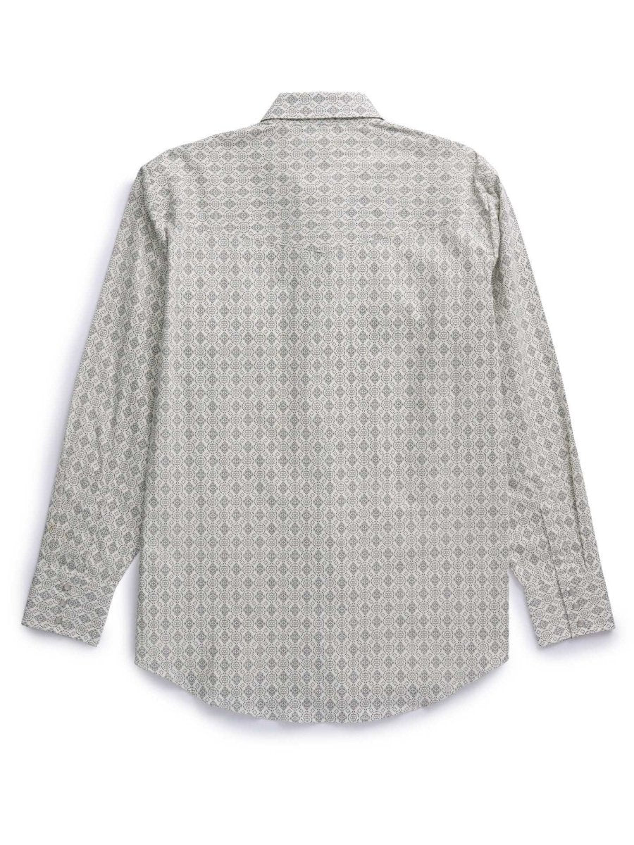 Men's Ely Cattleman Long Sleeve Medallion Print Western Snap Shirt - Ecru & Black - Ely Cattleman - Flyclothing LLC