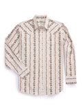 Men's Ely Cattleman Long Sleeve Wallpaper Floral Stripe Western Snap Shirt - Ecru & Black - Ely Cattleman - Flyclothing LLC