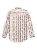 Men's Ely Cattleman Long Sleeve Wallpaper Floral Stripe Western Snap Shirt - Ecru & Black - Ely Cattleman - Flyclothing LLC