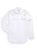 Men's Ely Cattleman Long Sleeve Solid Floral Stripe Print Western Snap Shirt -White - Ely Cattleman - Flyclothing LLC