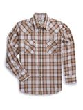 Men's Ely Cattleman Long Sleeve Textured Plaid Western Snap Shirt- Teal & Khaki - Ely Cattleman - Flyclothing LLC