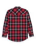 Men's Ely Cattleman Long Sleeve Textured Plaid Western Snap Shirt- Black Cherry & Blue - Ely Cattleman - Flyclothing LLC
