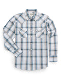 Men's Ely Cattleman Long Sleeve Textured Plaid Western Snap Shirt- Rust & Blue - Ely Cattleman - Flyclothing LLC