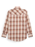 Men's Ely Cattleman Long Sleeve Textured Plaid Western Snap Shirt- Rust & Blue - Ely Cattleman - Flyclothing LLC