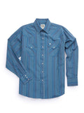 Men's Ely Cattleman Long Sleeve Textured Stripe Western Snap Shirt- White & Navy - Ely Cattleman - Flyclothing LLC