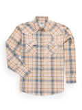 Men's Ely Cattleman Long Sleeve Textured Plaid Western Snap Shirt- Tan - Ely Cattleman - Flyclothing LLC
