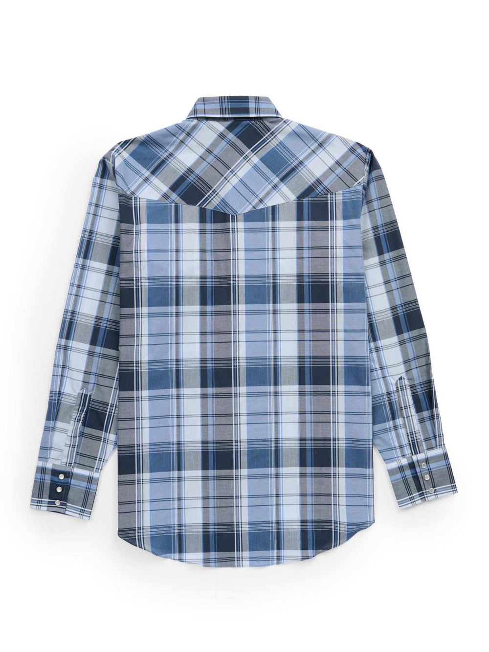 Men's Ely Cattleman Long Sleeve Textured Plaid Western Snap Shirt- Blue - Ely Cattleman - Flyclothing LLC