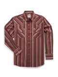 Men's Ely Cattleman Long Sleeve Textured Stripe Western Snap Shirt- Burgundy - Ely Cattleman - Flyclothing LLC