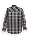 Men's Ely Cattleman Long Sleeve Textured Plaid Western Snap Shirt- Black - Ely Cattleman - Flyclothing LLC