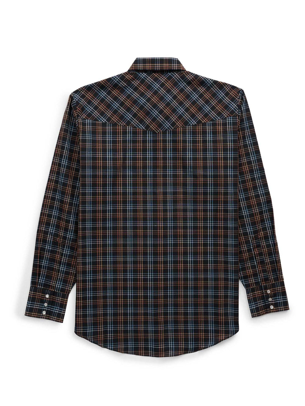 Men's Ely Cattleman Long Sleeve Textured Plaid Western Snap Shirt- Black - Ely Cattleman - Flyclothing LLC
