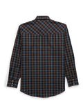 Men's Ely Cattleman Long Sleeve Textured Plaid Western Snap Shirt- Black - Ely Cattleman - Flyclothing LLC