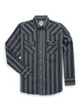 Men's Ely Cattleman Long Sleeve Textured Stripe Western Snap Shirt- Black - Ely Cattleman - Flyclothing LLC