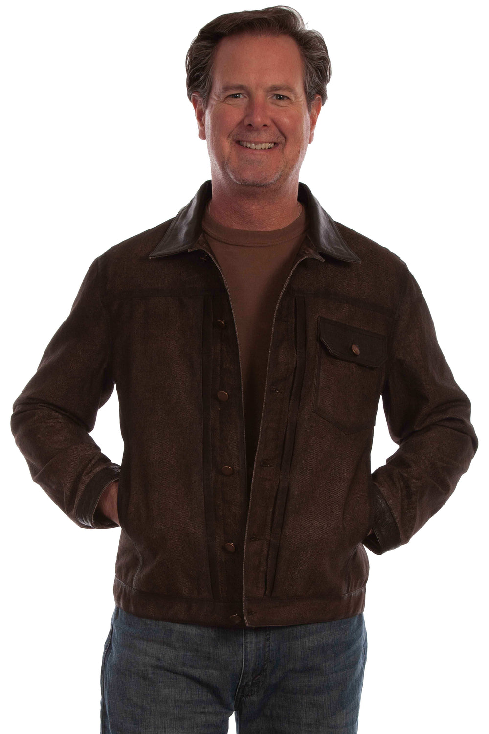 leatherwear mens brown 100% leather men's jacket - Scully Leather - Flyclothing LLC