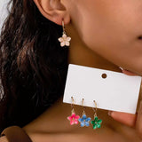 4 Piece Colorful Flower Drop Earrings - Trendsi - Flyclothing LLC