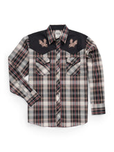 Men's Ely Cattleman Retro Plaid Western Snap Shirt with Eagle Embroidery