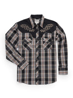 Men's Ely Cattleman Retro Plaid Western Snap Shirt with Embroidery