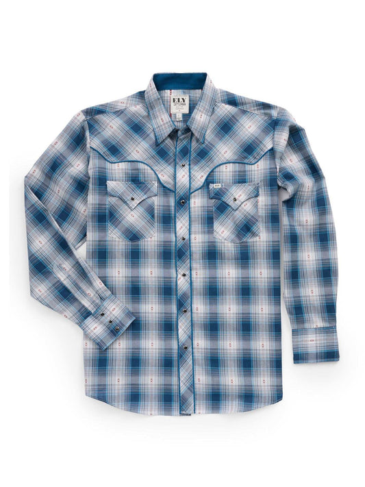Men's Ely Cattleman Retro Plaid Western Snap Shirt with Piping - Ely Cattleman - Flyclothing LLC