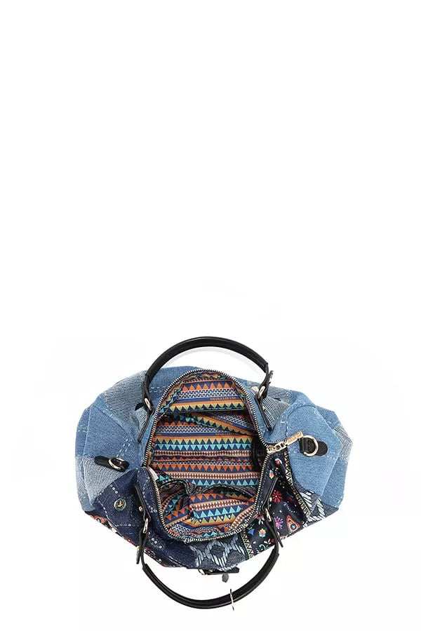 Nicole Lee USA Bosque De Amor Denim Boston Bag - Trendsi - Flyclothing LLC