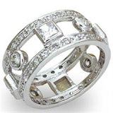 20421 - High-Polished 925 Sterling Silver Ring with AAA Grade CZ in Clear - Alamode - Flyclothing LLC