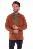 leatherwear mens cinnamon 100% leather button up - Scully Leather - Flyclothing LLC