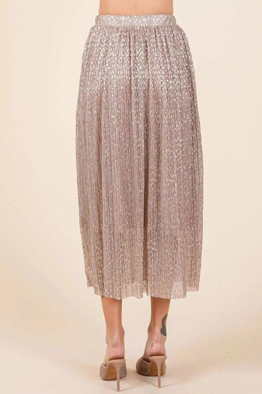 Mittoshop Metallic Glitter Speckle Print Elastic Midi Skirt - Trendsi - Flyclothing LLC