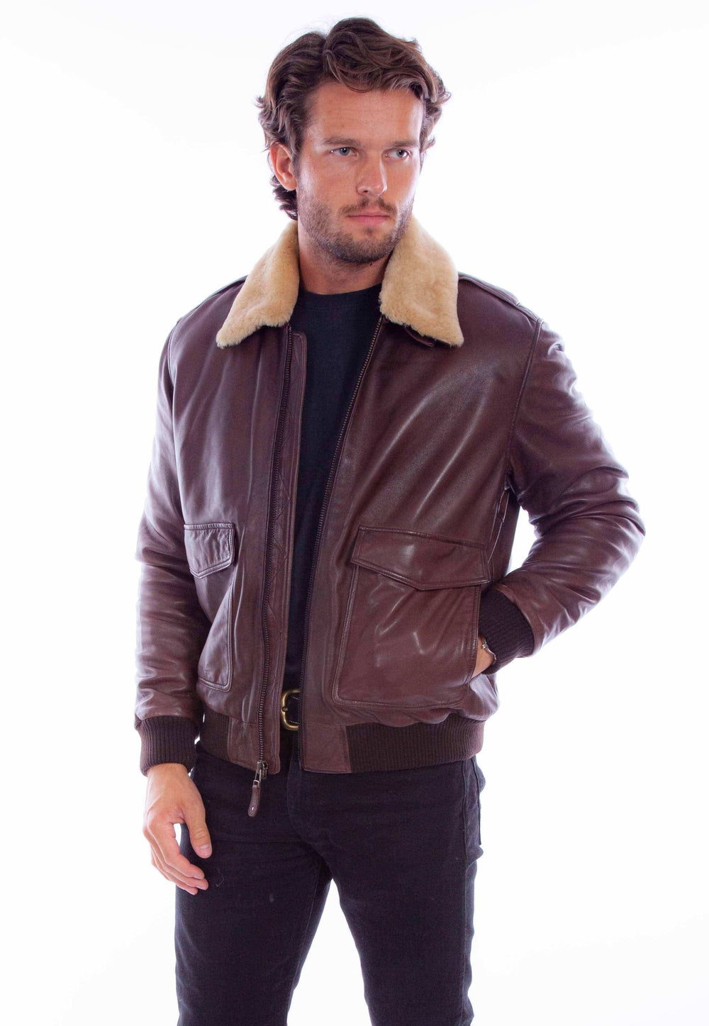 Scully Leather Leatherwear Mens Zip Front Bomber - Scully Leather - Flyclothing LLC