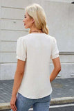 Notched Short Sleeve Blouse - Trendsi - Flyclothing LLC