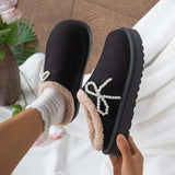 Pearl Bow Round Toe Slippers - Trendsi - Flyclothing LLC