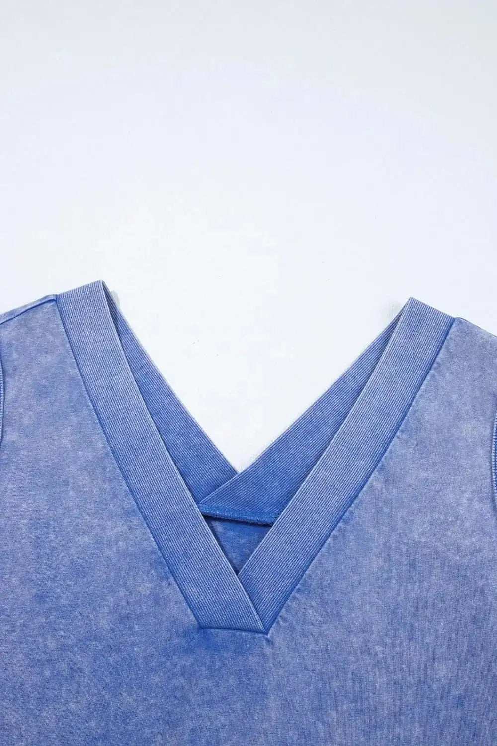 Mineral Wash Pocketed Sleeveless V Neck Loose Romper - Trendsi - Flyclothing LLC