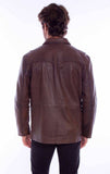 leatherwear mens chocolate 100% leather whip stitch jacket - Scully Leather - Flyclothing LLC
